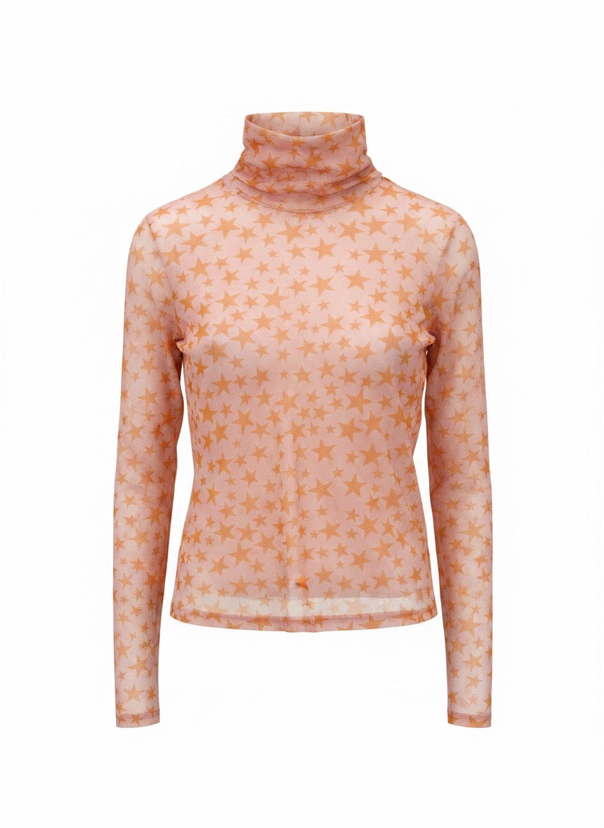 Star Sheer Turtleneck Top